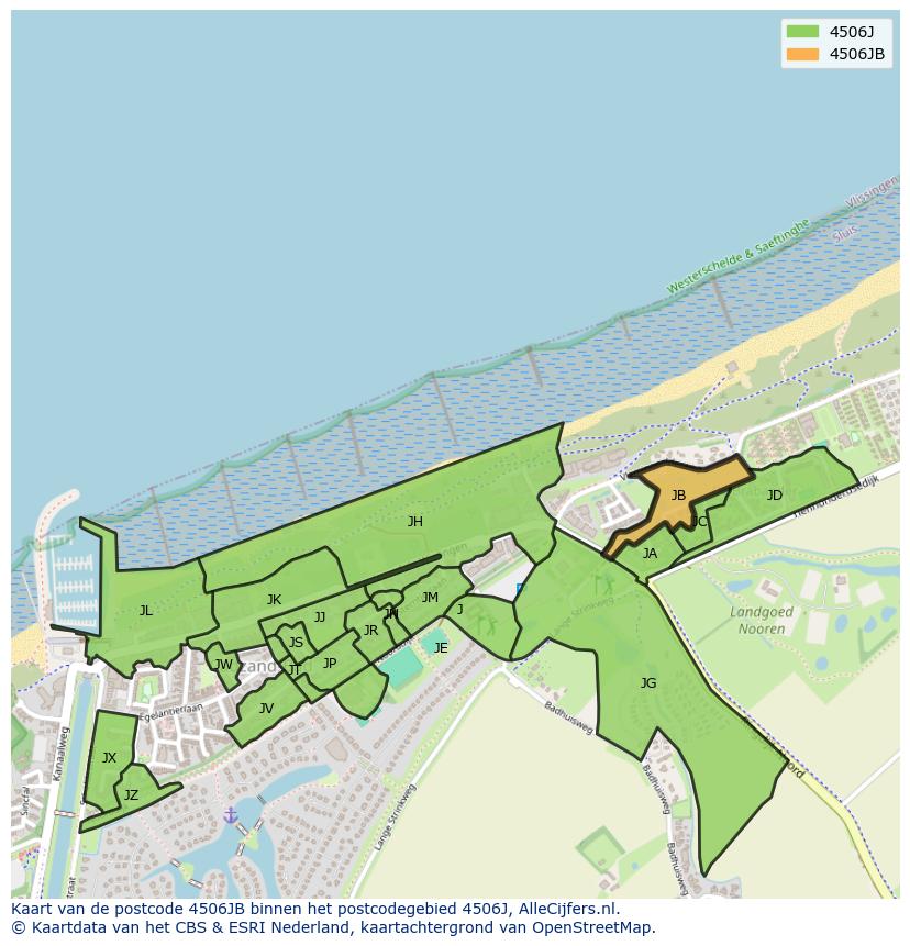 Afbeelding van het postcodegebied 4506 JB op de kaart.