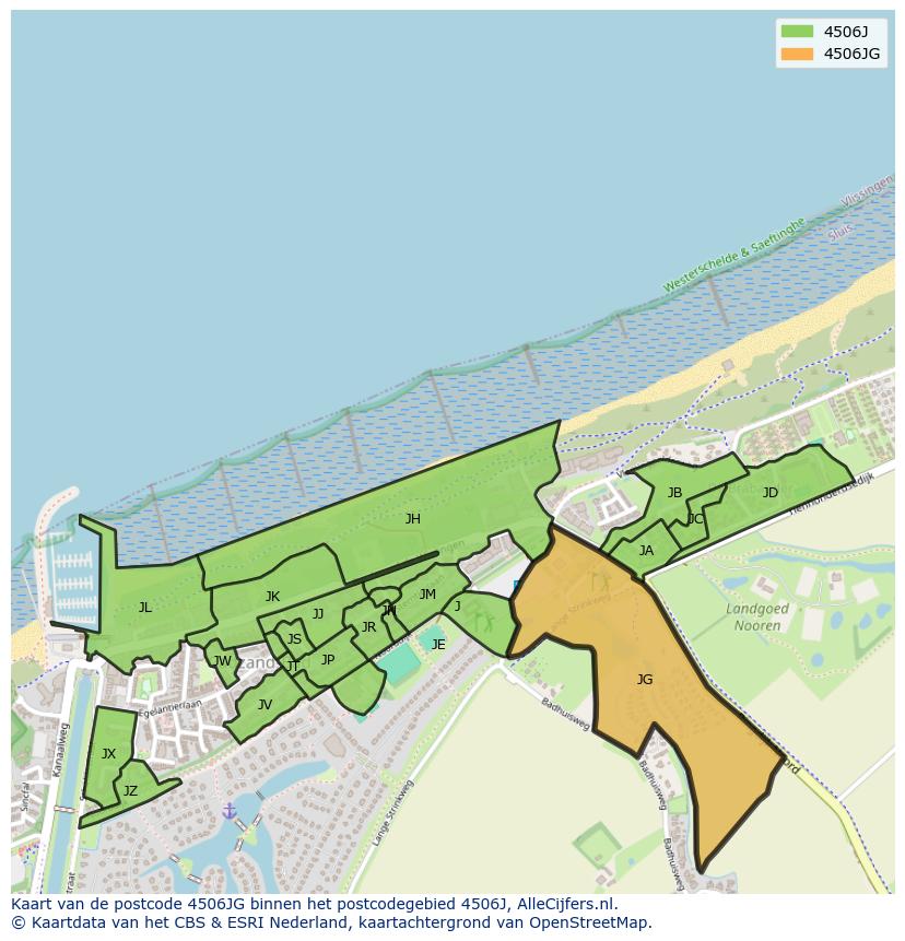 Afbeelding van het postcodegebied 4506 JG op de kaart.