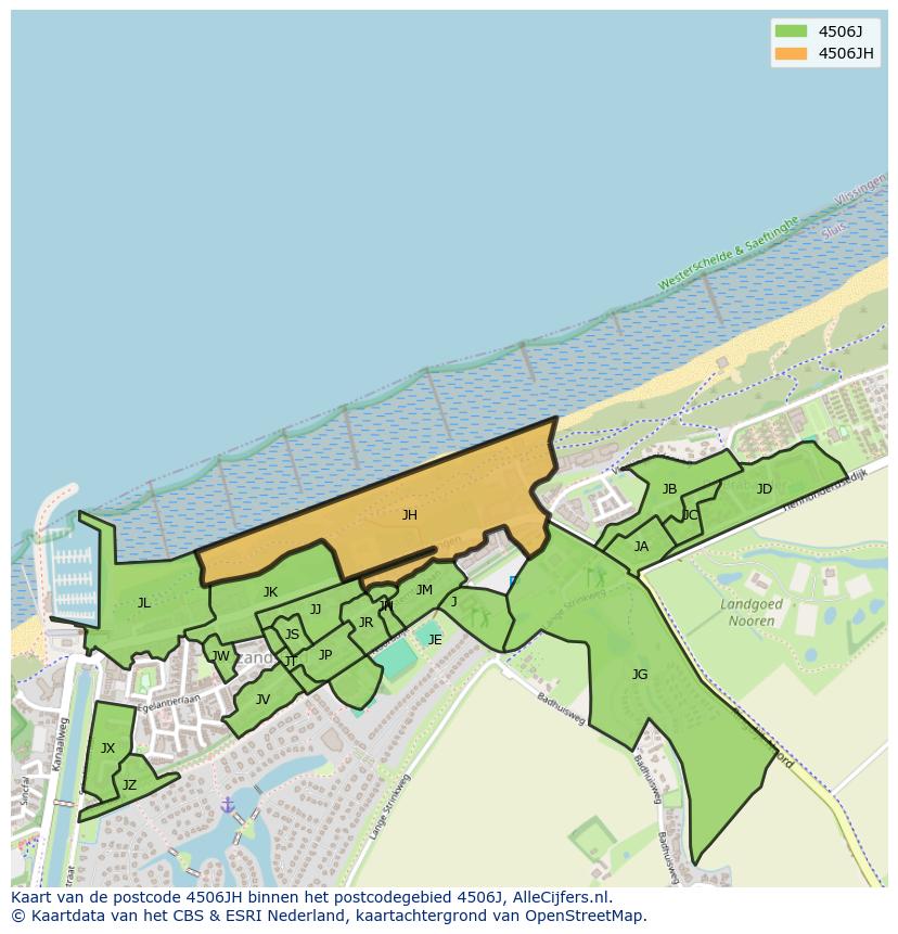 Afbeelding van het postcodegebied 4506 JH op de kaart.