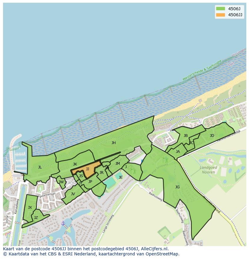 Afbeelding van het postcodegebied 4506 JJ op de kaart.