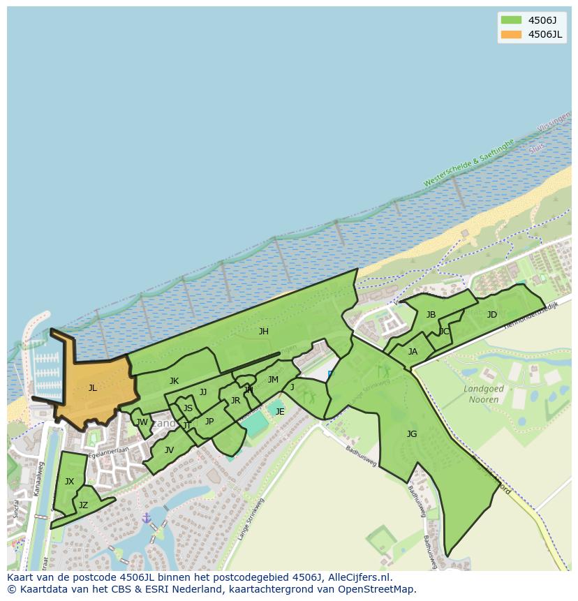 Afbeelding van het postcodegebied 4506 JL op de kaart.