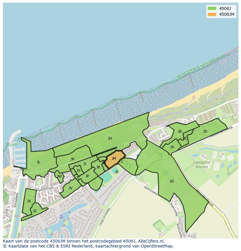 Afbeelding van het postcodegebied 4506 JM op de kaart.