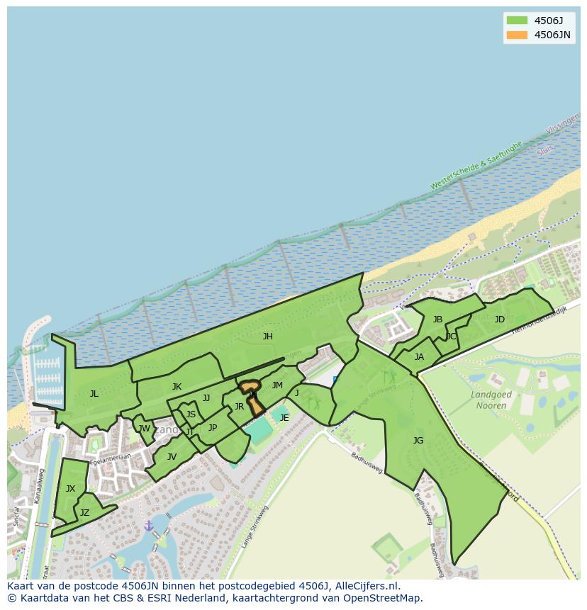 Afbeelding van het postcodegebied 4506 JN op de kaart.