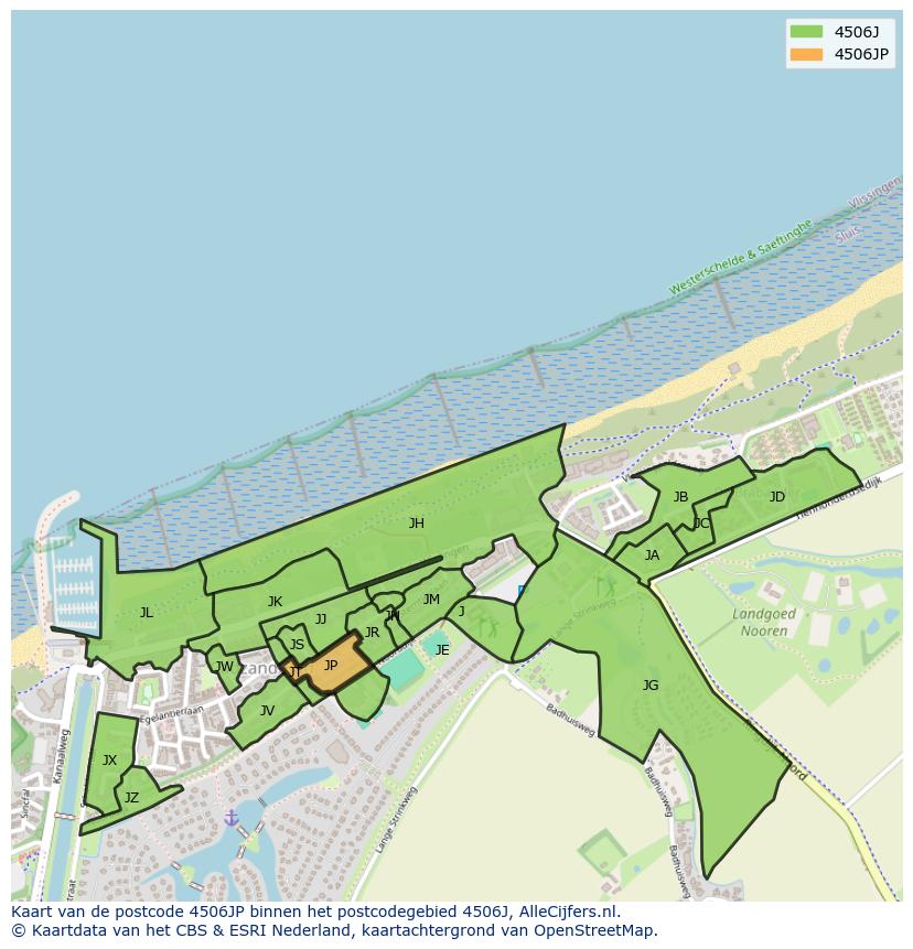 Afbeelding van het postcodegebied 4506 JP op de kaart.