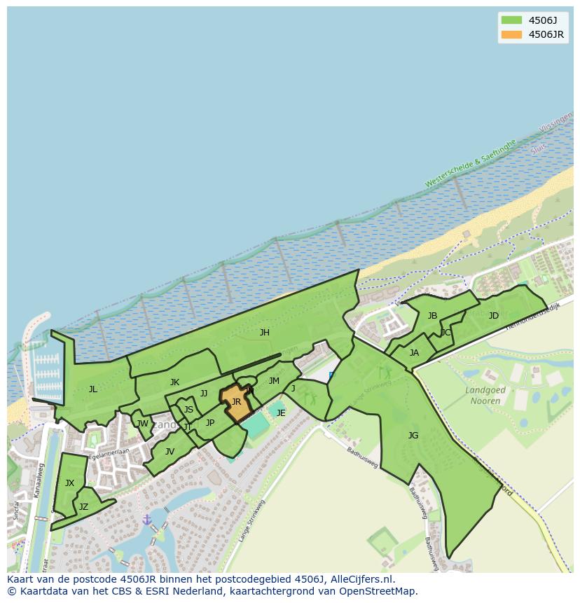 Afbeelding van het postcodegebied 4506 JR op de kaart.