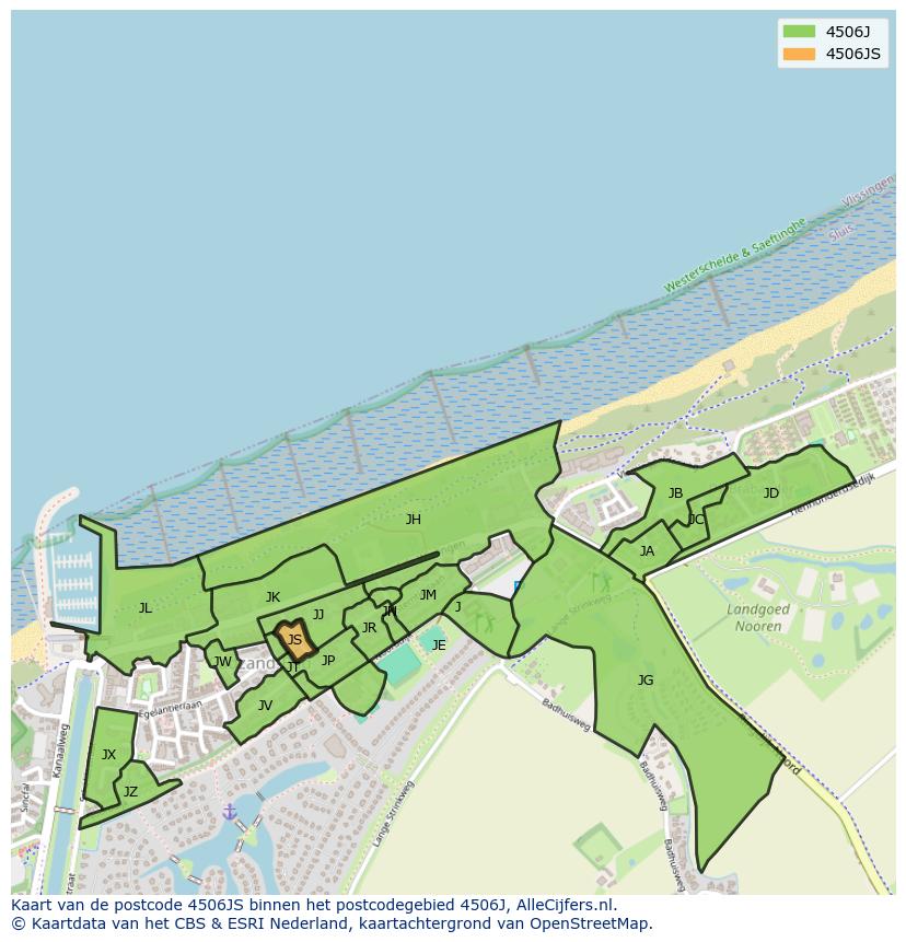 Afbeelding van het postcodegebied 4506 JS op de kaart.