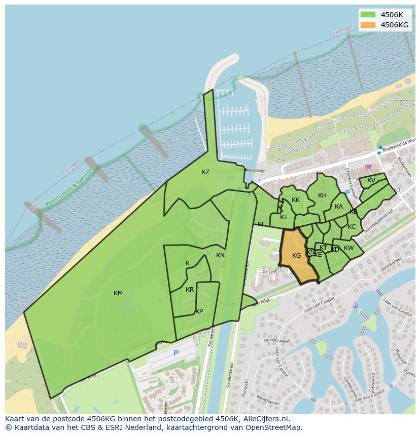 Afbeelding van het postcodegebied 4506 KG op de kaart.
