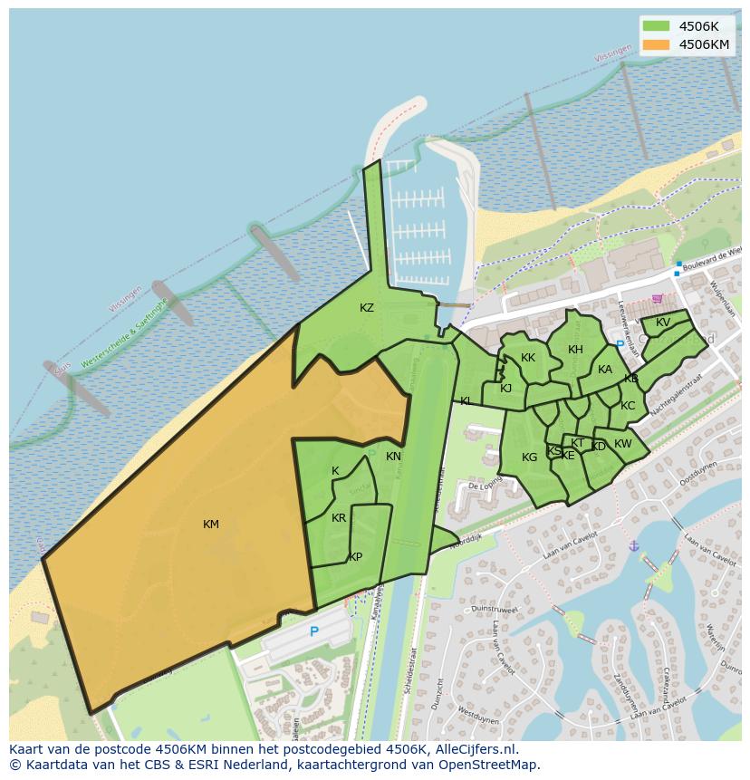 Afbeelding van het postcodegebied 4506 KM op de kaart.