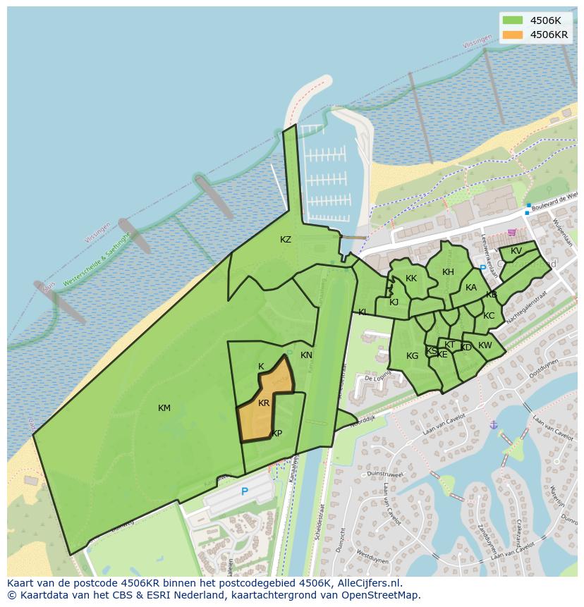 Afbeelding van het postcodegebied 4506 KR op de kaart.