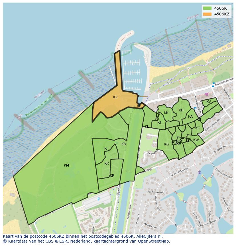 Afbeelding van het postcodegebied 4506 KZ op de kaart.
