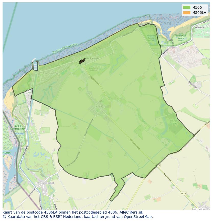 Afbeelding van het postcodegebied 4506 LA op de kaart.