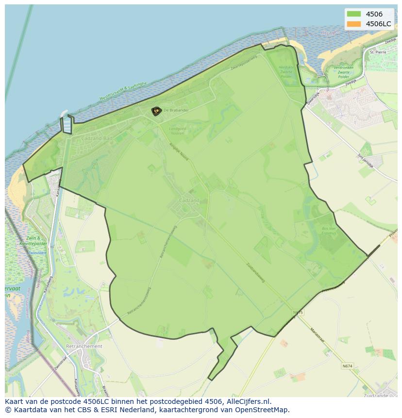 Afbeelding van het postcodegebied 4506 LC op de kaart.