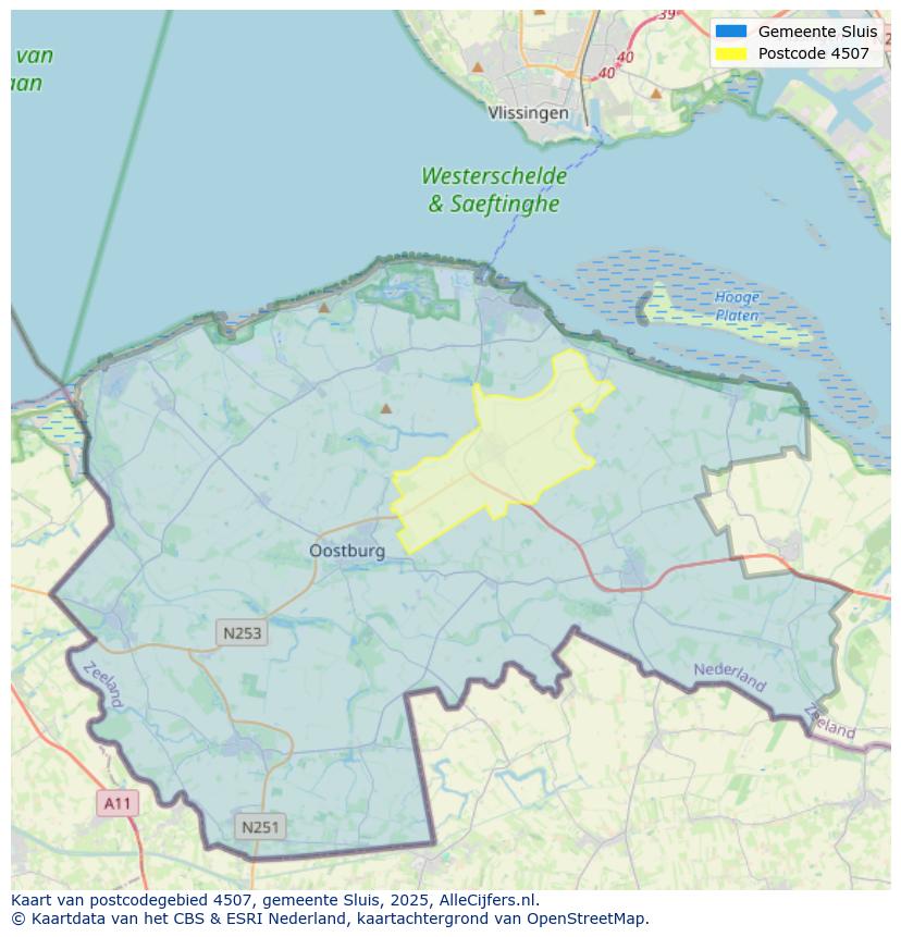 Afbeelding van het postcodegebied 4507 op de kaart.