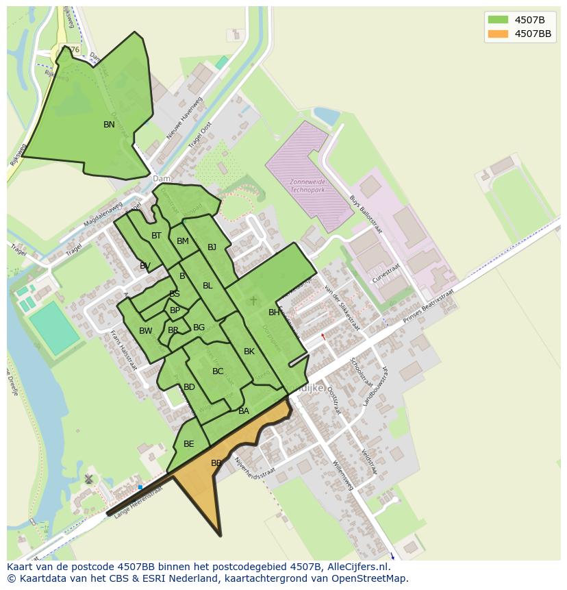 Afbeelding van het postcodegebied 4507 BB op de kaart.