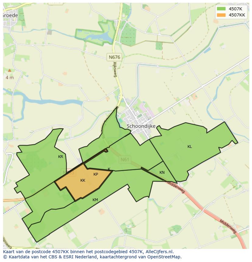 Afbeelding van het postcodegebied 4507 KK op de kaart.