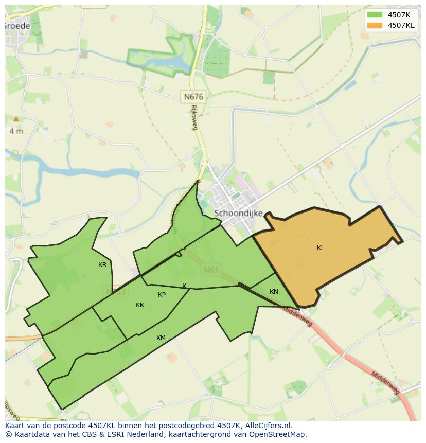 Afbeelding van het postcodegebied 4507 KL op de kaart.