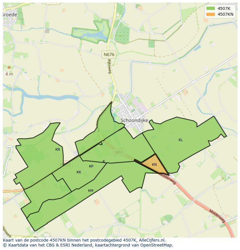 Afbeelding van het postcodegebied 4507 KN op de kaart.