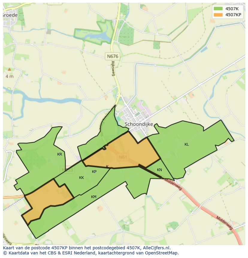 Afbeelding van het postcodegebied 4507 KP op de kaart.