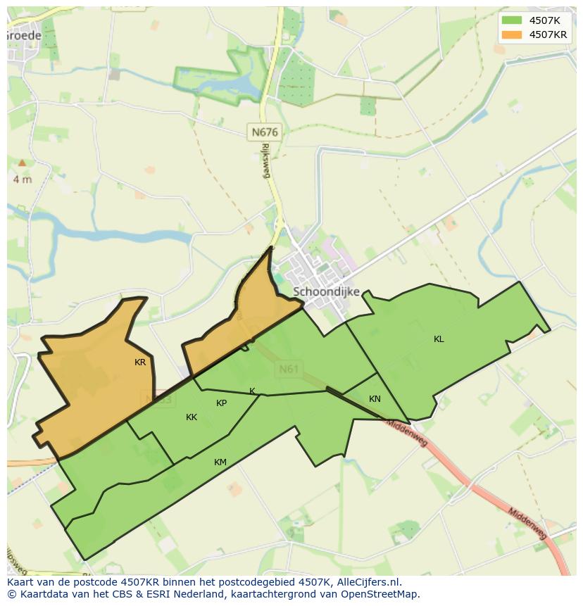 Afbeelding van het postcodegebied 4507 KR op de kaart.
