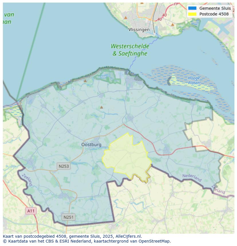Afbeelding van het postcodegebied 4508 op de kaart.