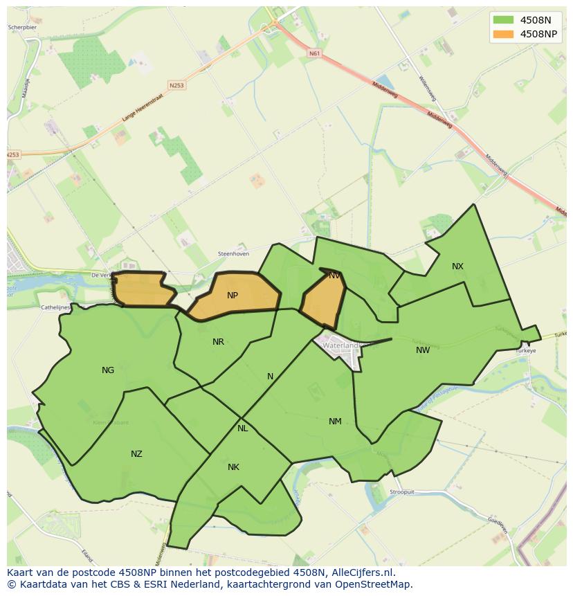 Afbeelding van het postcodegebied 4508 NP op de kaart.