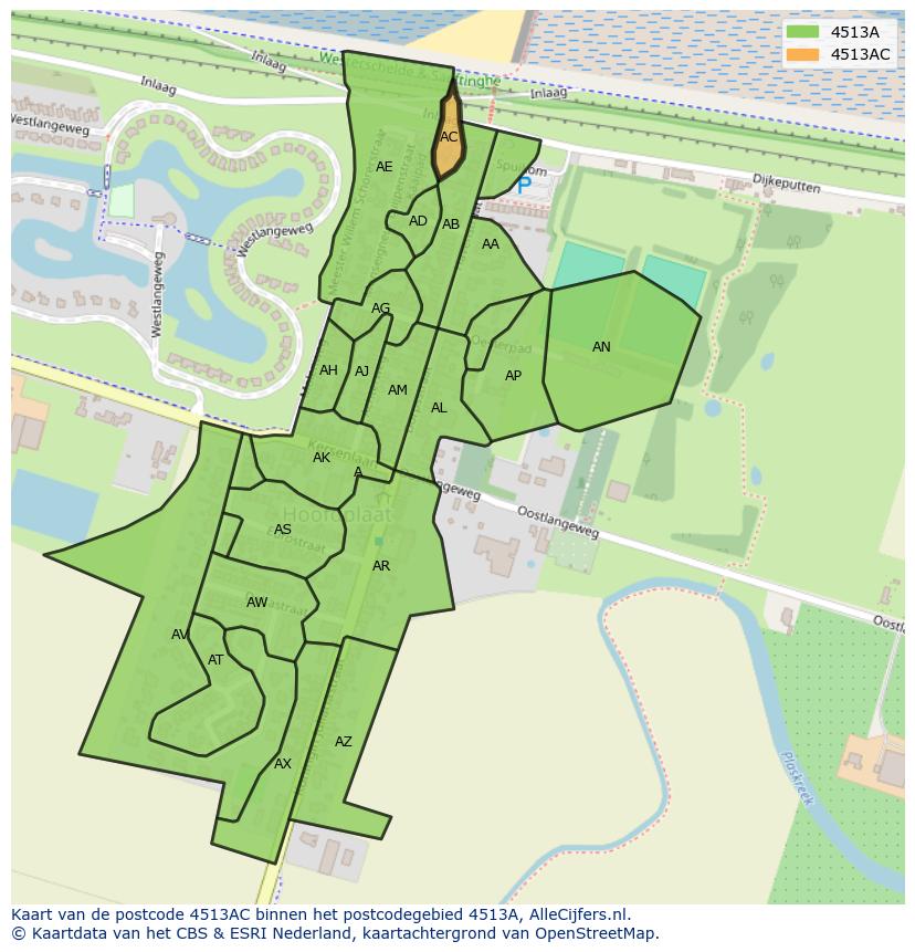 Afbeelding van het postcodegebied 4513 AC op de kaart.
