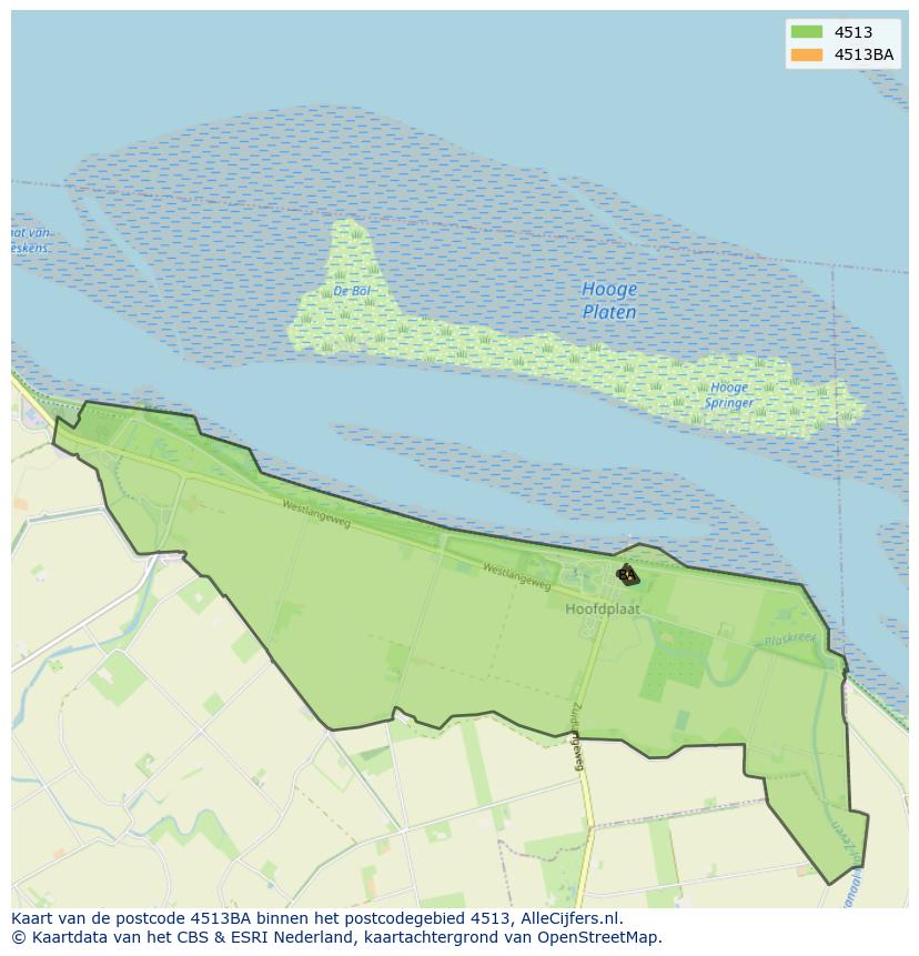 Afbeelding van het postcodegebied 4513 BA op de kaart.