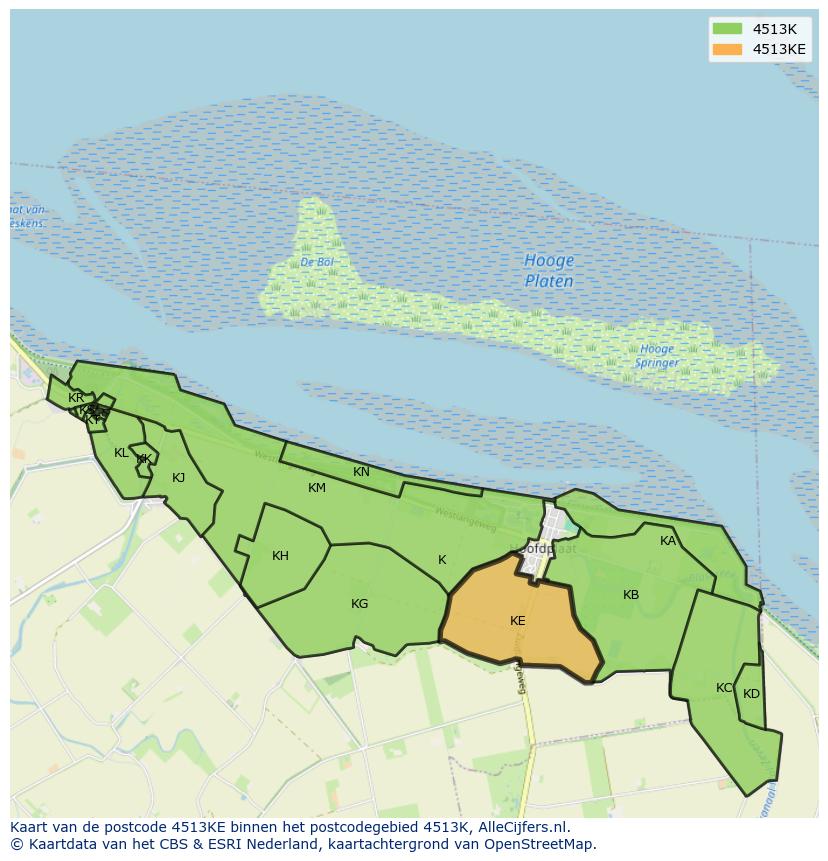 Afbeelding van het postcodegebied 4513 KE op de kaart.
