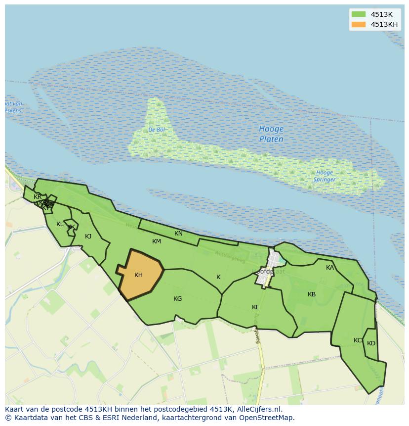 Afbeelding van het postcodegebied 4513 KH op de kaart.