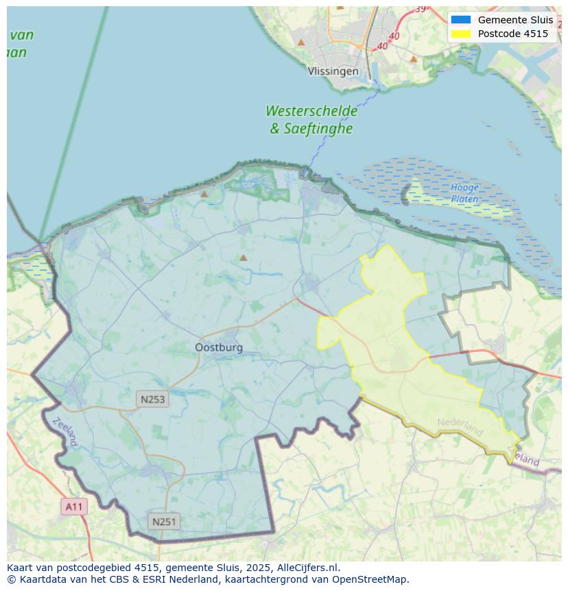 Afbeelding van het postcodegebied 4515 op de kaart.