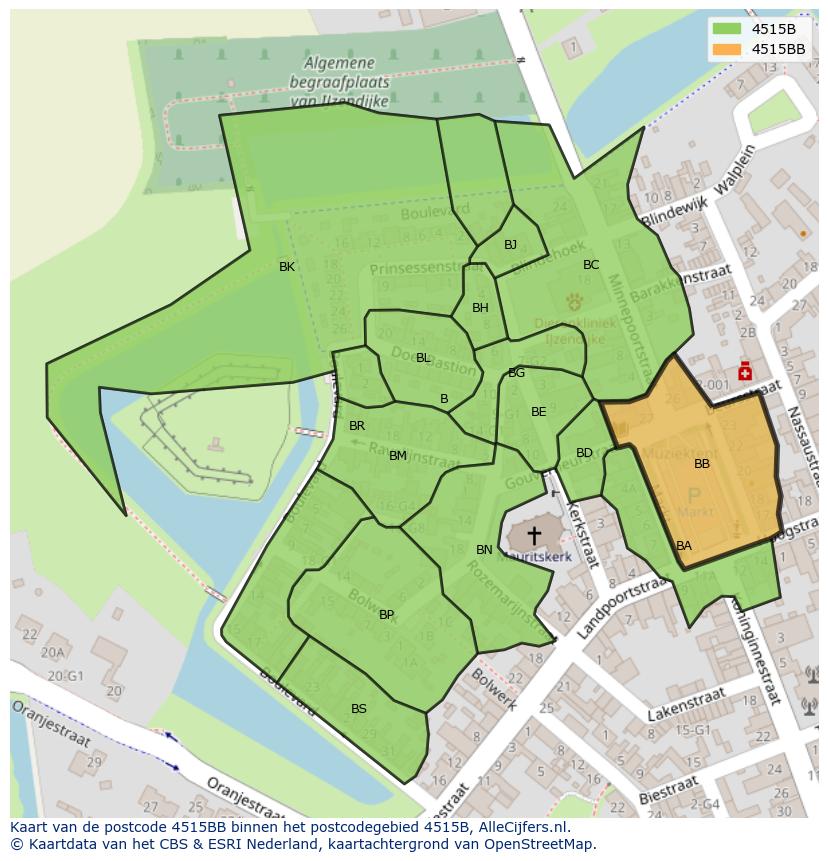 Afbeelding van het postcodegebied 4515 BB op de kaart.