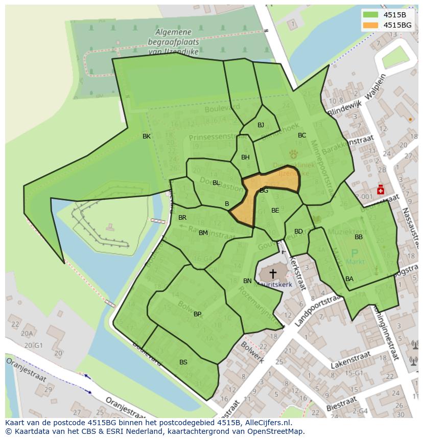 Afbeelding van het postcodegebied 4515 BG op de kaart.
