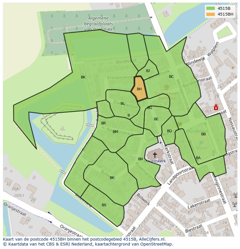 Afbeelding van het postcodegebied 4515 BH op de kaart.