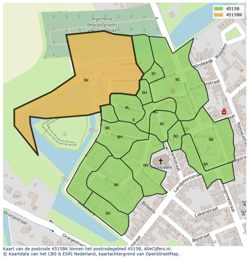 Afbeelding van het postcodegebied 4515 BK op de kaart.