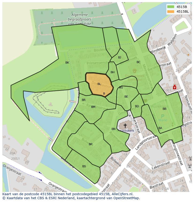 Afbeelding van het postcodegebied 4515 BL op de kaart.