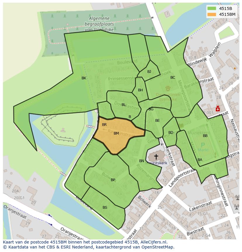 Afbeelding van het postcodegebied 4515 BM op de kaart.