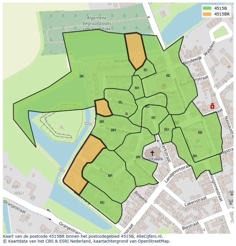 Afbeelding van het postcodegebied 4515 BR op de kaart.
