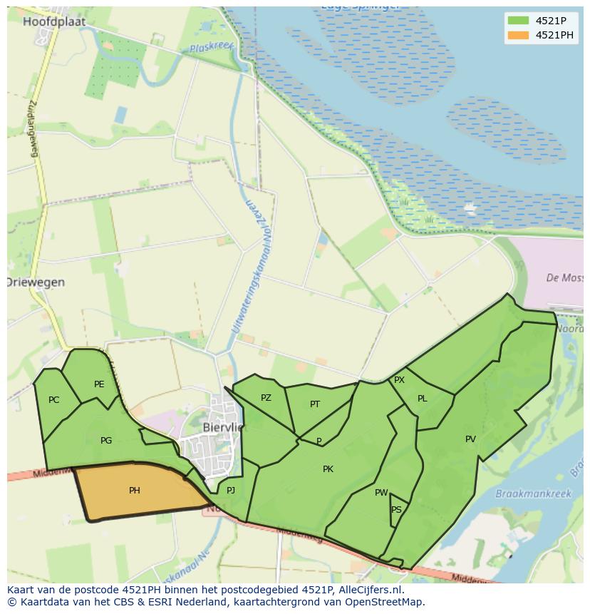 Afbeelding van het postcodegebied 4521 PH op de kaart.