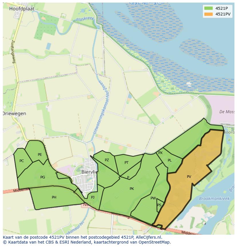 Afbeelding van het postcodegebied 4521 PV op de kaart.