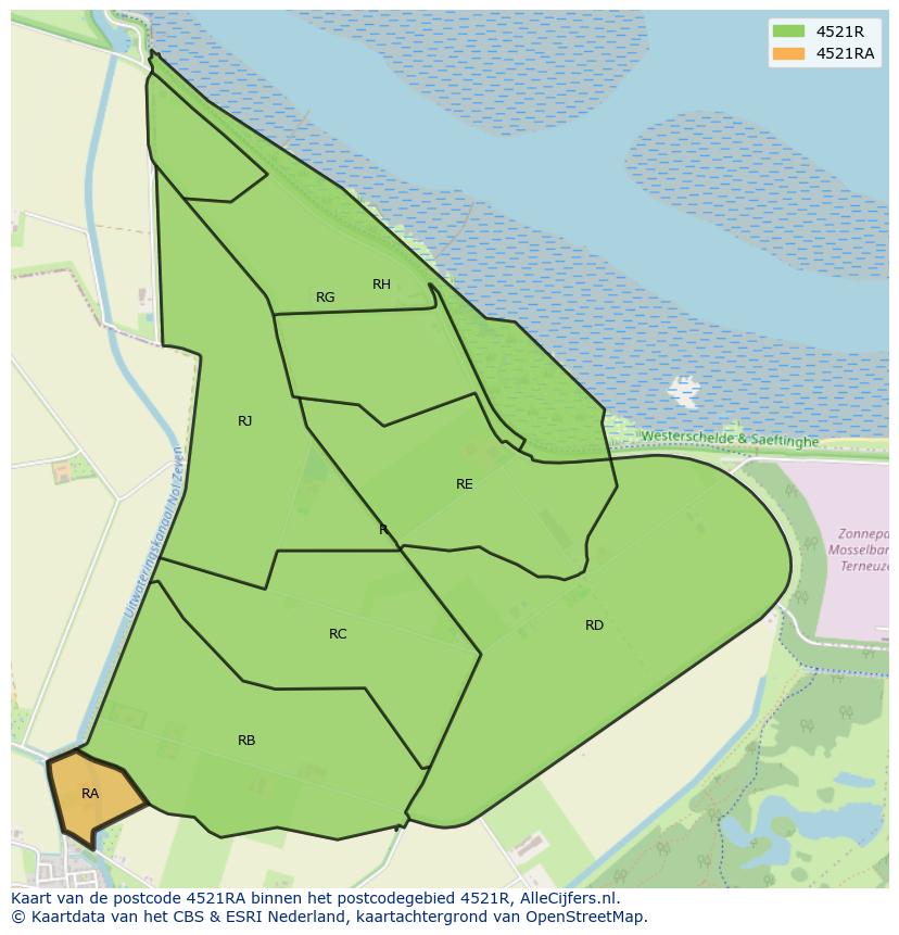 Afbeelding van het postcodegebied 4521 RA op de kaart.