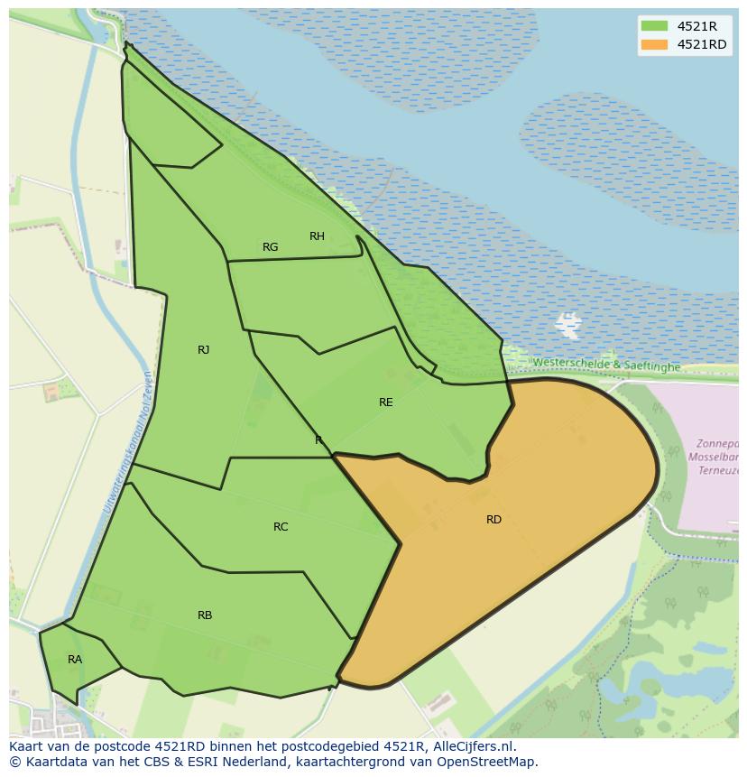 Afbeelding van het postcodegebied 4521 RD op de kaart.