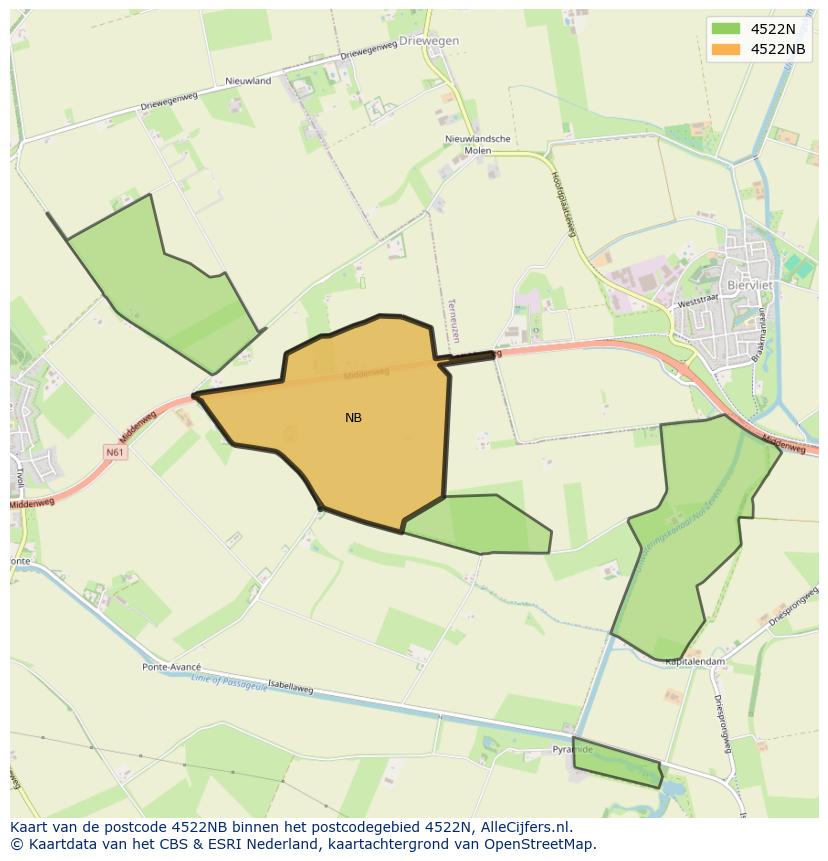 Afbeelding van het postcodegebied 4522 NB op de kaart.