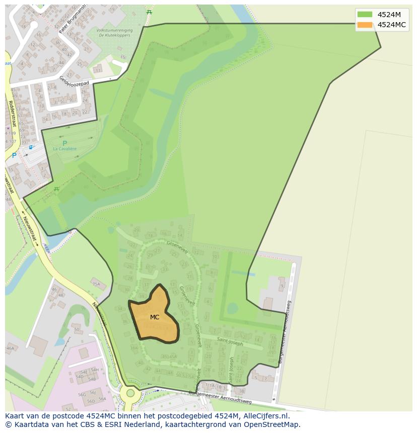 Afbeelding van het postcodegebied 4524 MC op de kaart.