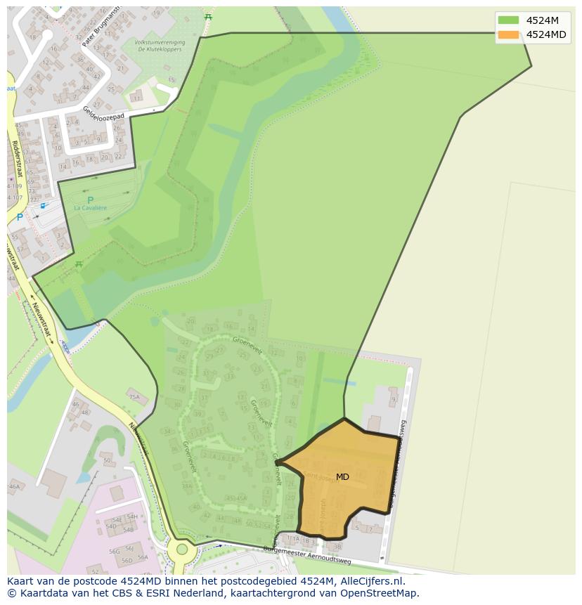 Afbeelding van het postcodegebied 4524 MD op de kaart.