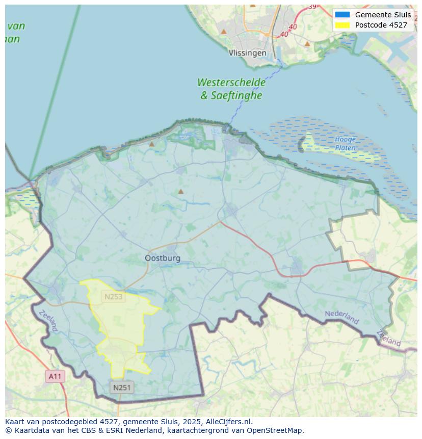 Afbeelding van het postcodegebied 4527 op de kaart.