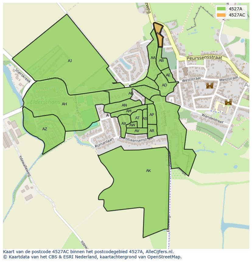 Afbeelding van het postcodegebied 4527 AC op de kaart.