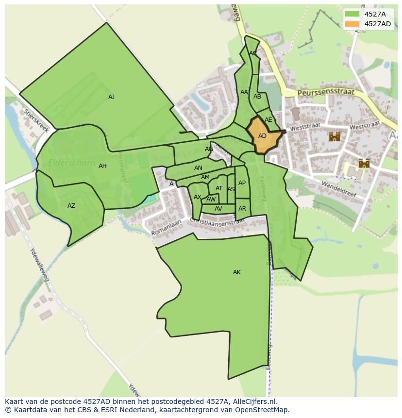 Afbeelding van het postcodegebied 4527 AD op de kaart.