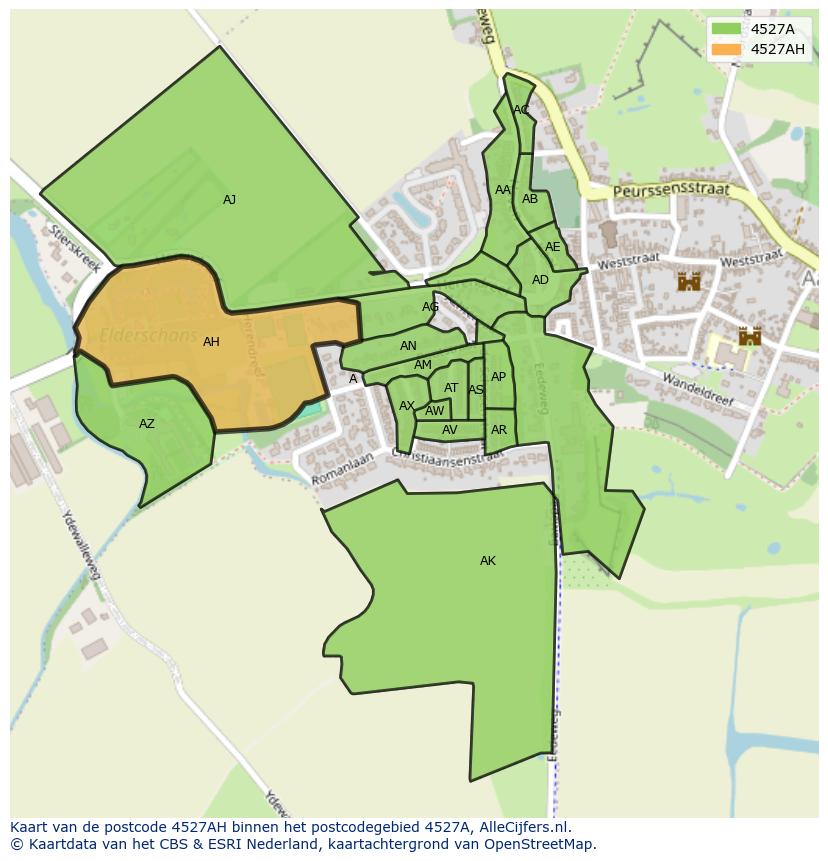 Afbeelding van het postcodegebied 4527 AH op de kaart.