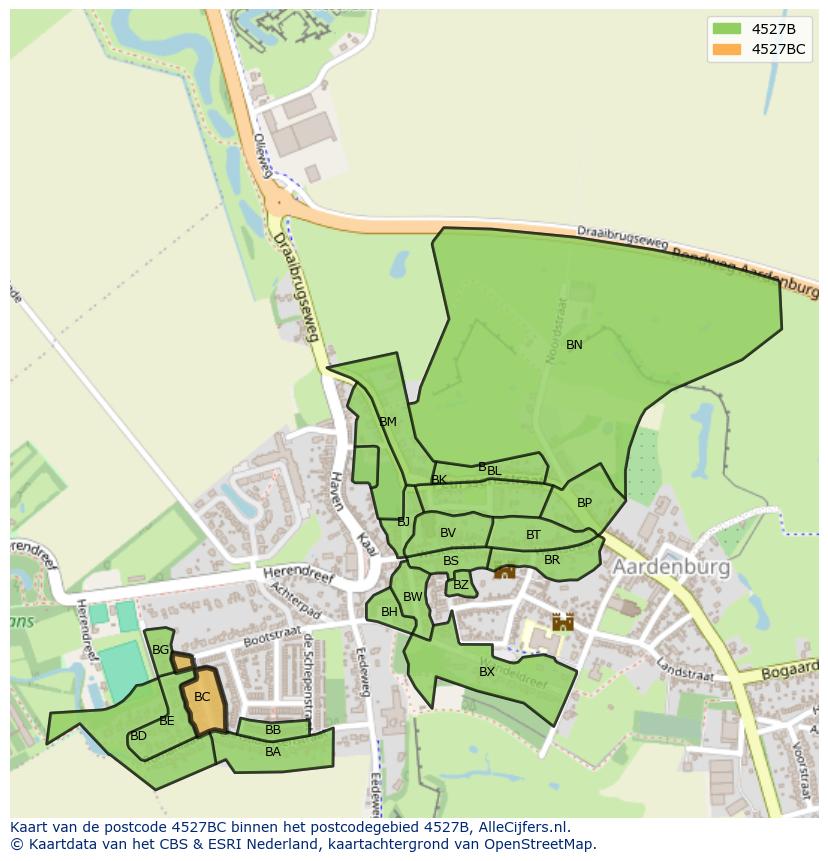 Afbeelding van het postcodegebied 4527 BC op de kaart.