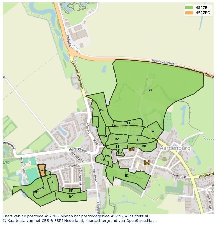 Afbeelding van het postcodegebied 4527 BG op de kaart.